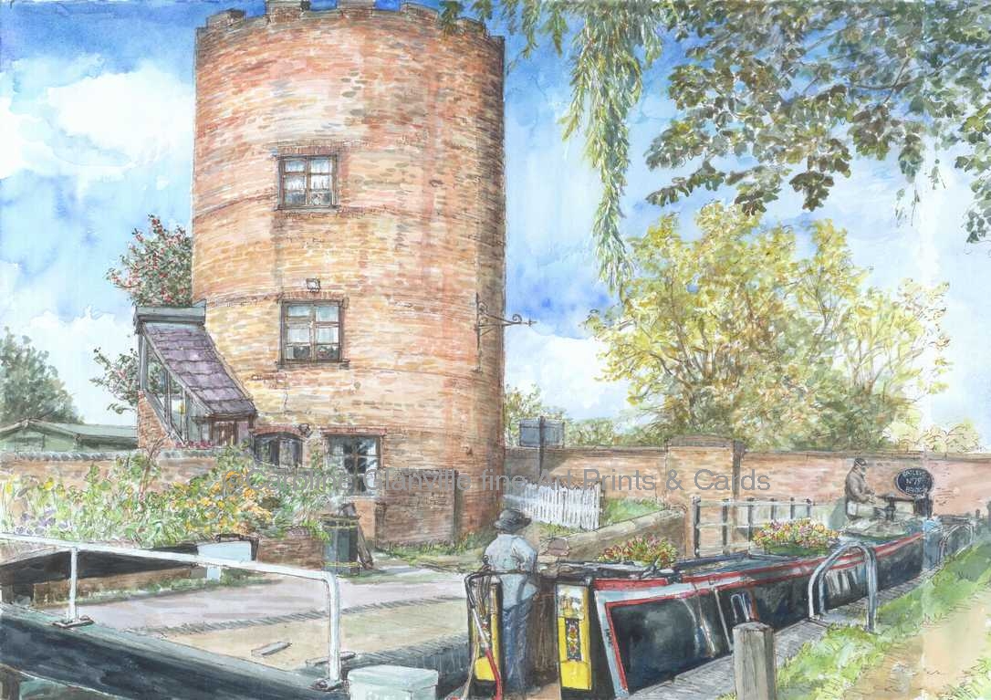 Canal lock scene painting by Caroline Glanville